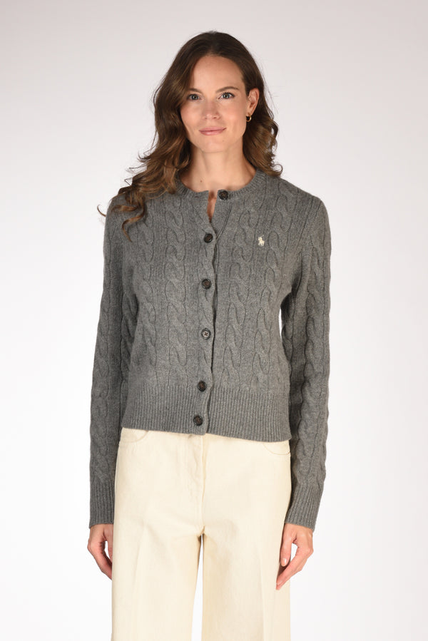 Polo Ralph Lauren Cardigan Polo Grigio Donna-2