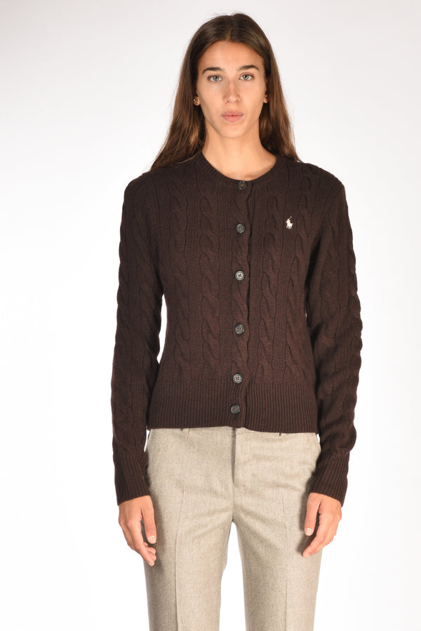 Polo Ralph Lauren Cardigan Polo Marrone Donna-2