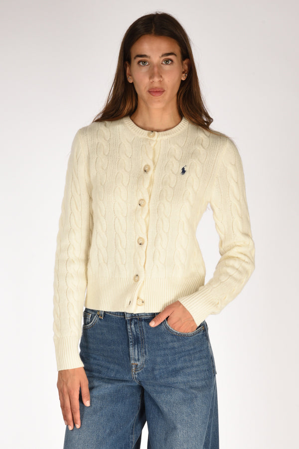 Polo Ralph Lauren Cardigan Polo Bianco Naturale Donna