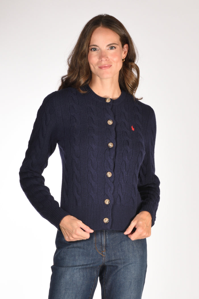 Polo Ralph Lauren Cardigan Polo Blu Donna - 1