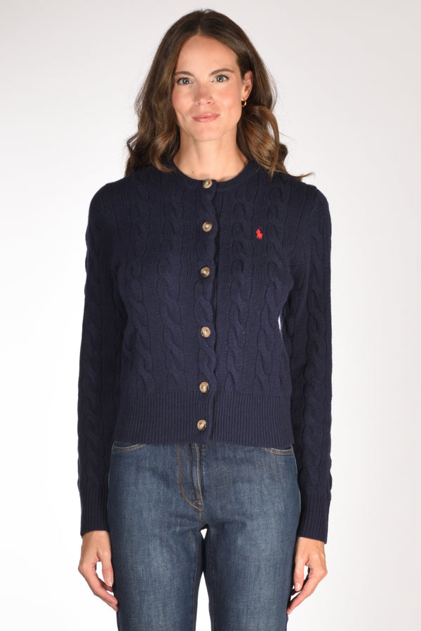 Polo Ralph Lauren Cardigan Polo Blu Donna-2