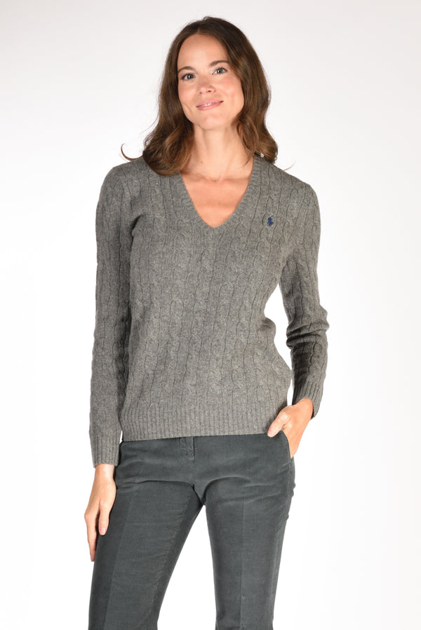 Polo Ralph Lauren Maglia V Polo Grigio Donna