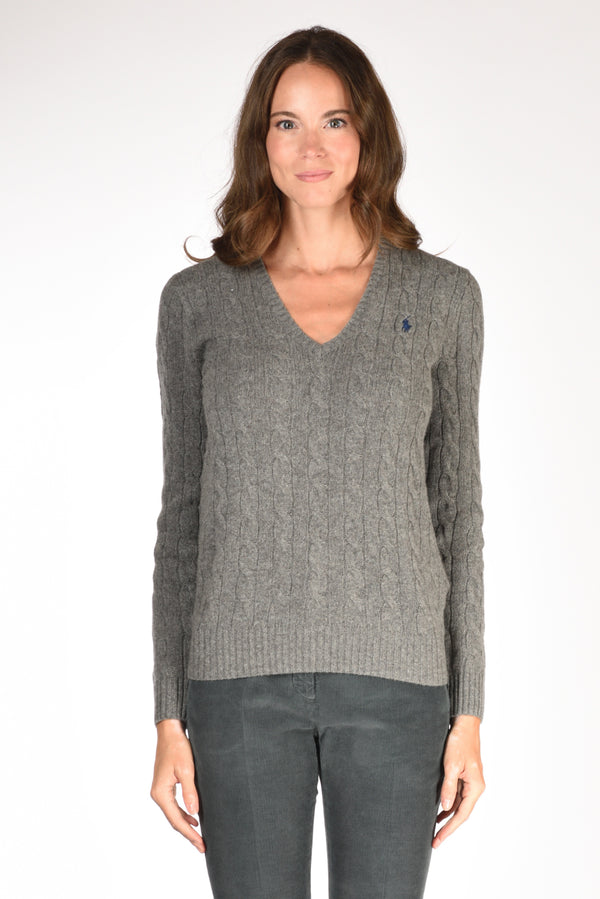 Polo Ralph Lauren Maglia V Polo Grigio Donna-2