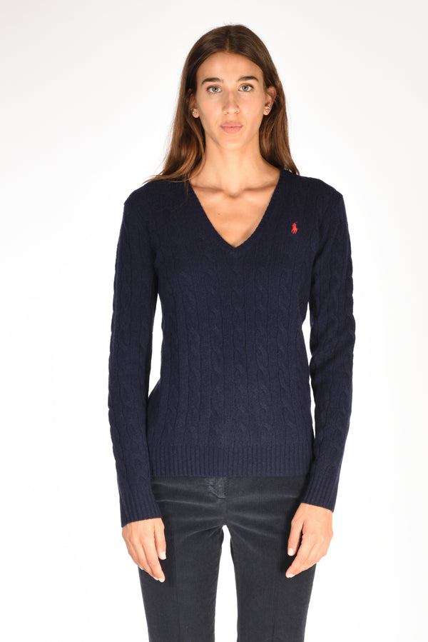 Polo Ralph Lauren Maglia V Polo Blu Donna-2