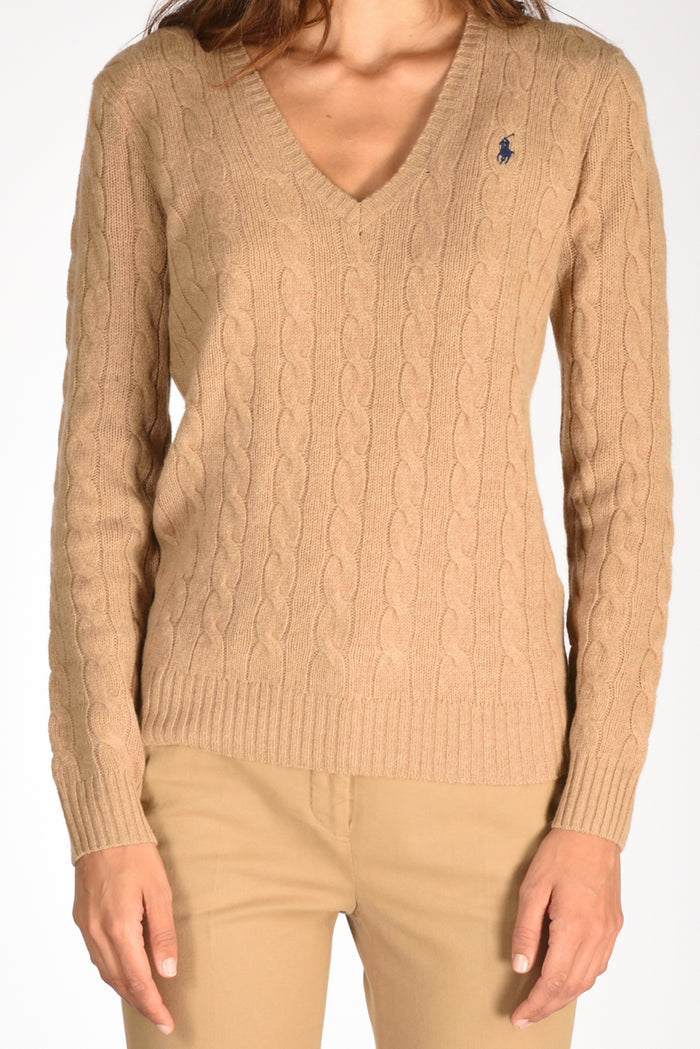 Polo Ralph Lauren Maglia V Polo Beige Donna - 3