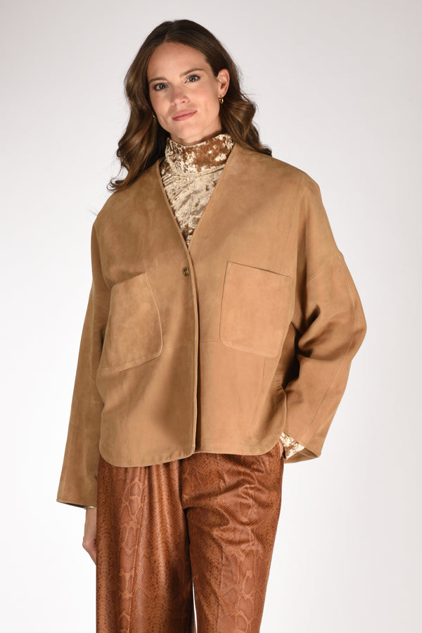 Forte Forte Giacca Pelle Beige Donna