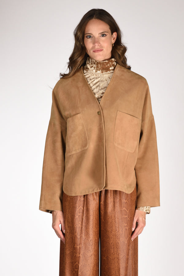 Forte Forte Giacca Pelle Beige Donna-2