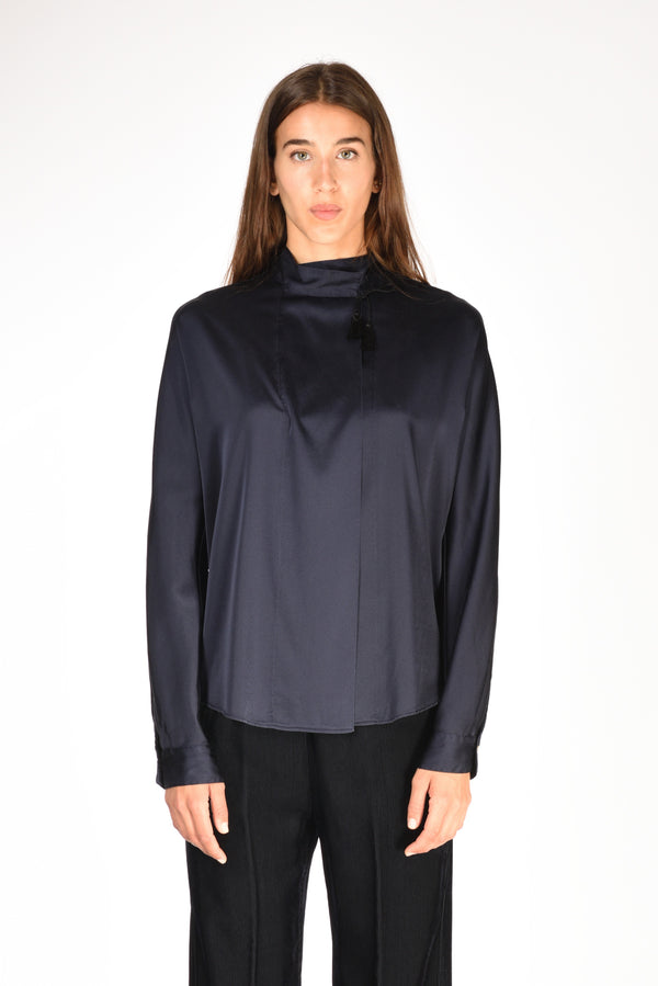 Forte Forte Camicia Kimono Blu Donna-2