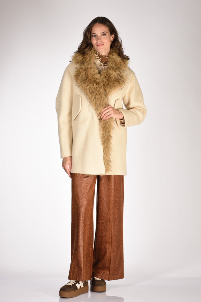 Ava Adore Cappotto Ecofur Beige Donna - 2