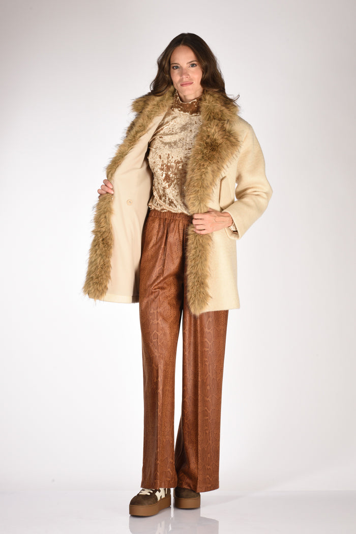 Ava Adore Cappotto Ecofur Beige Donna - 7