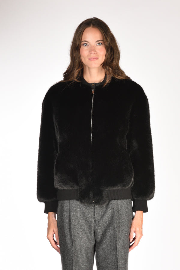 Ava Adore Bomber Ecofur Nero Donna-2
