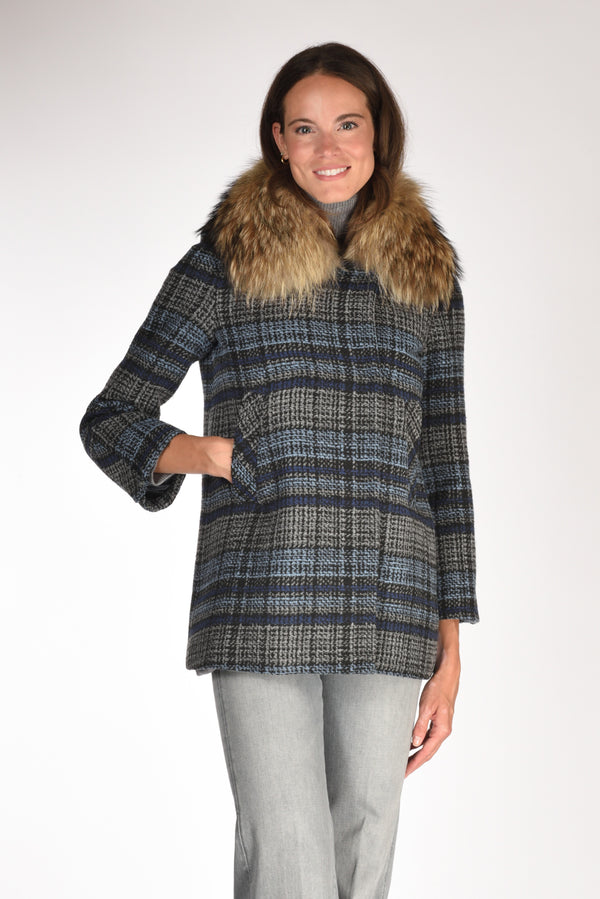 Ava Adore Caban Ecofur Blu/marrone Donna-2