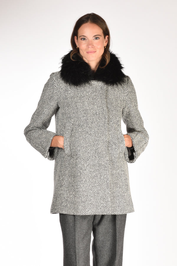 Ava Adore Caban Ecofur Nero/bianco Donna