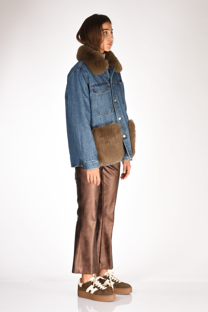 Ava Adore Caban Ecofur Blu/marrone Donna - 3