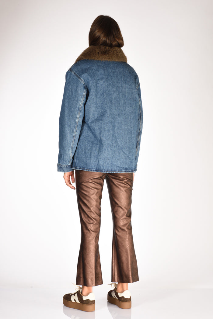 Ava Adore Caban Ecofur Blu/marrone Donna - 4