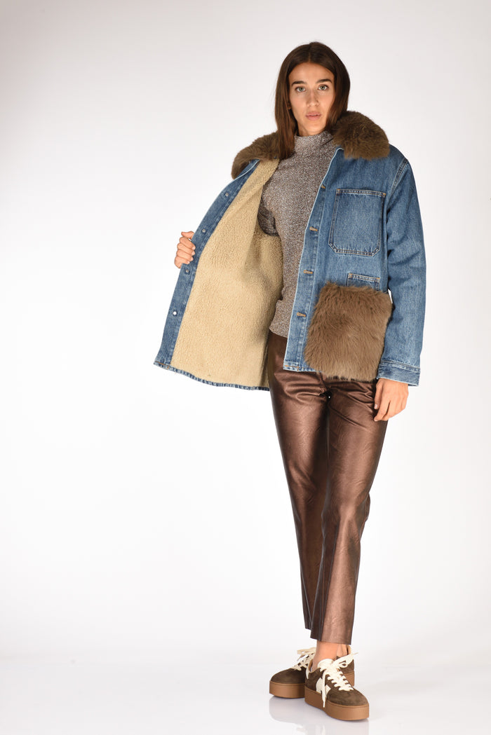 Ava Adore Caban Ecofur Blu/marrone Donna - 5