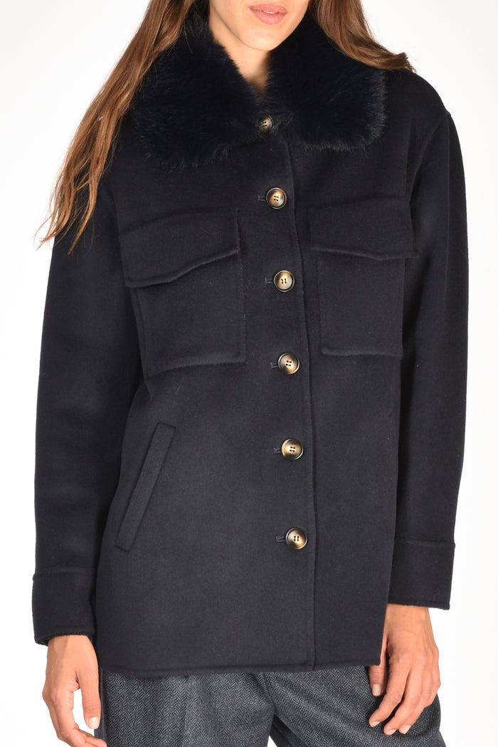 Ava Adore Caban Ecofur Blu Donna - 3