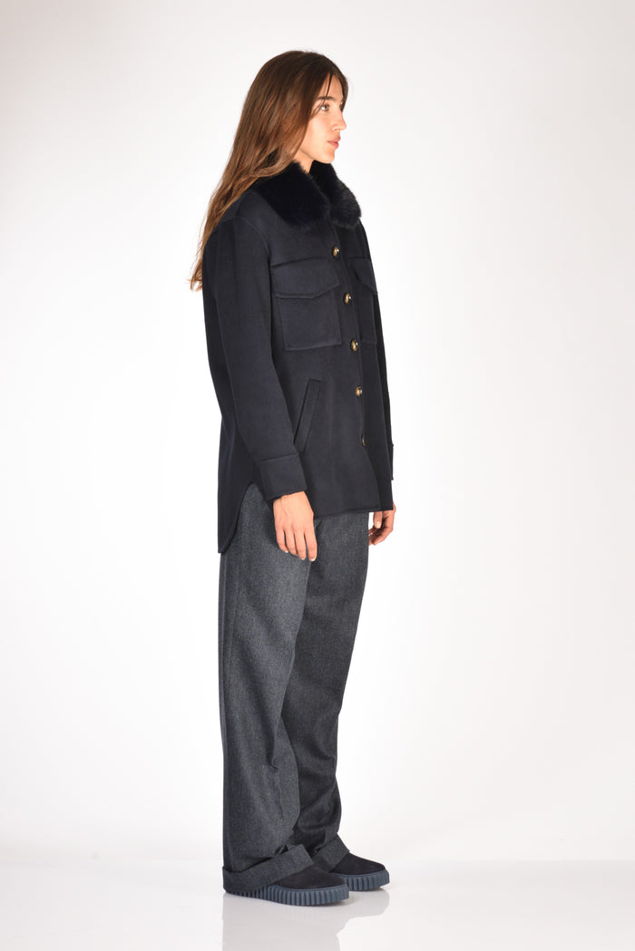 Ava Adore Caban Ecofur Blu Donna - 5