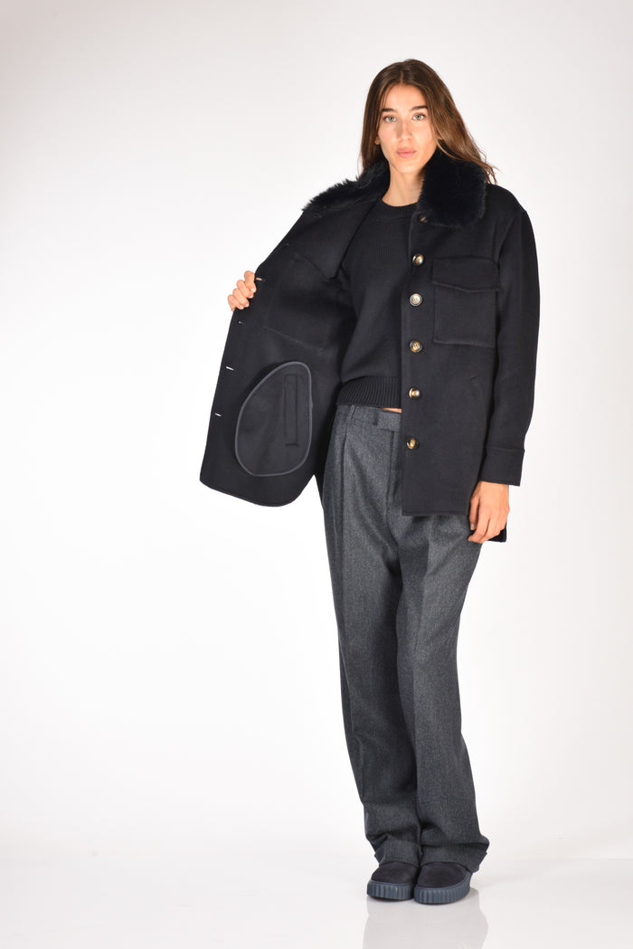 Ava Adore Caban Ecofur Blu Donna - 7