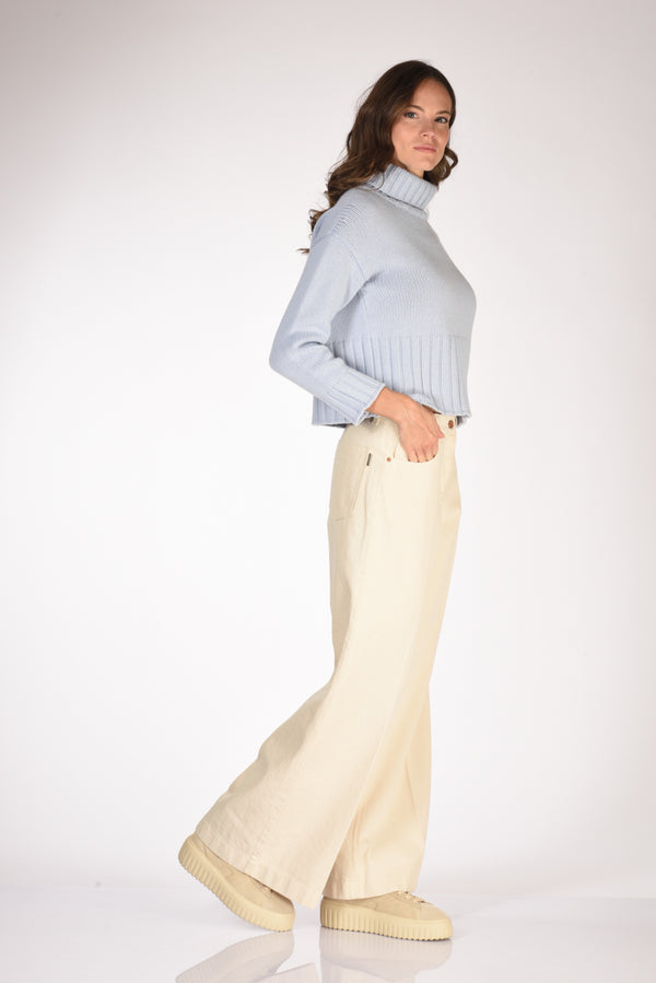 Aspesi Pantalone Denim Beige Chiaro Donna-2