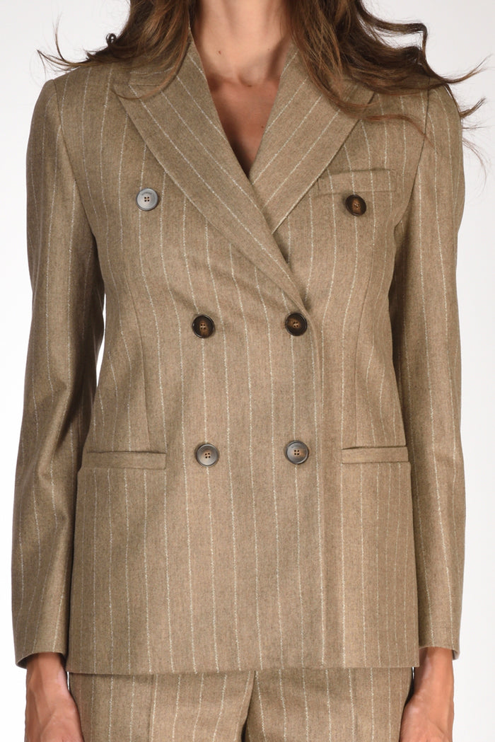 Montedoro Slowear Giacca Gessata Beige Donna - 3