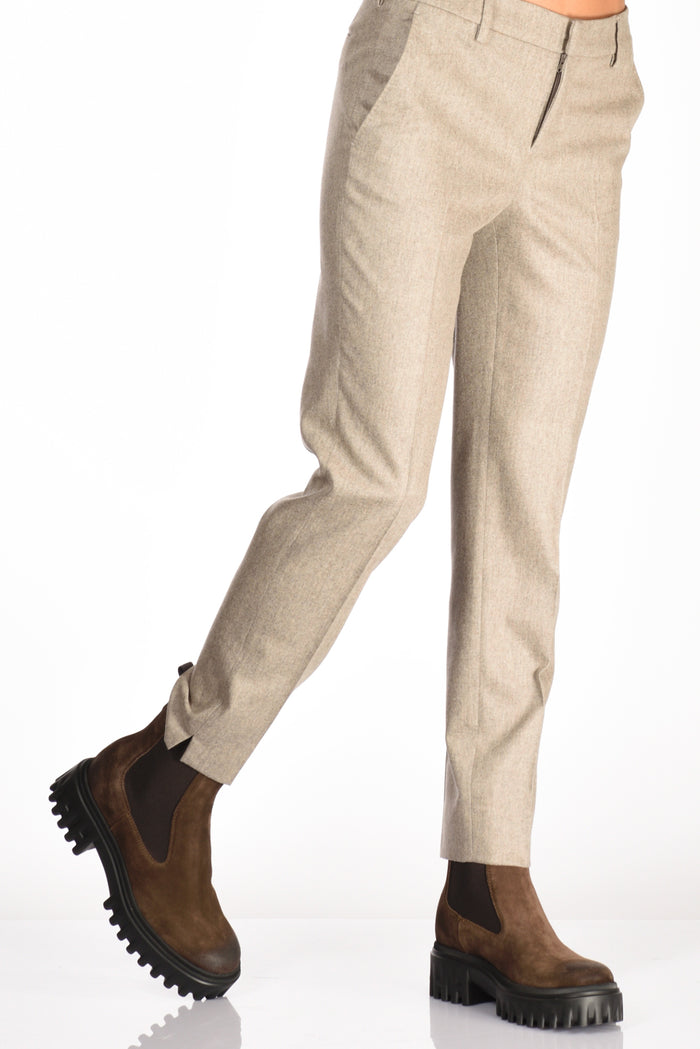 Pt Torino Pantalone New York Beige Melange Donna - 1