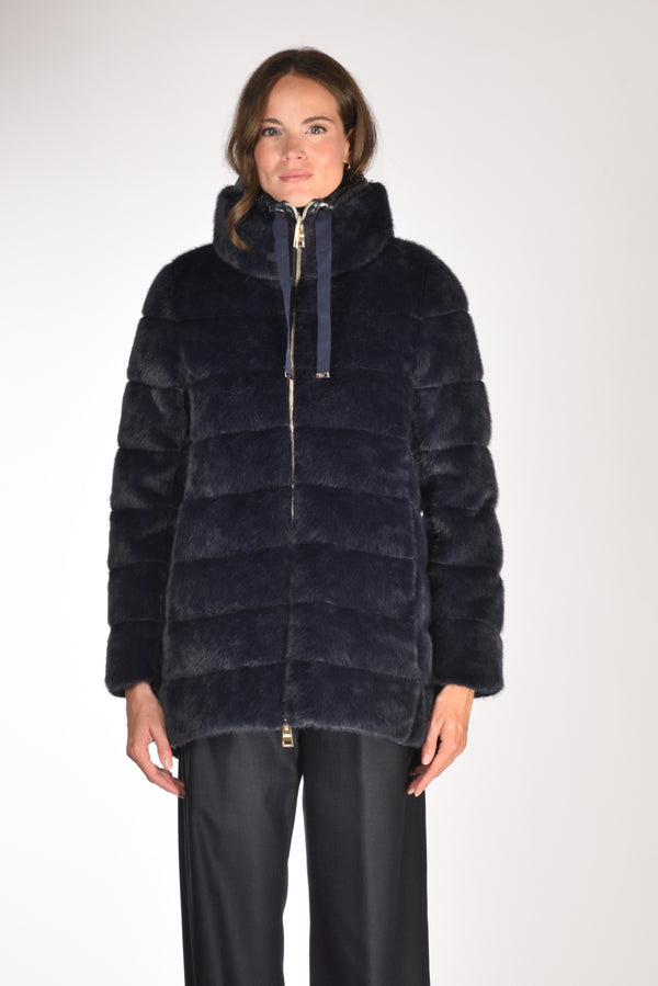 Herno Iumino Faux Fur Blu Donna-2
