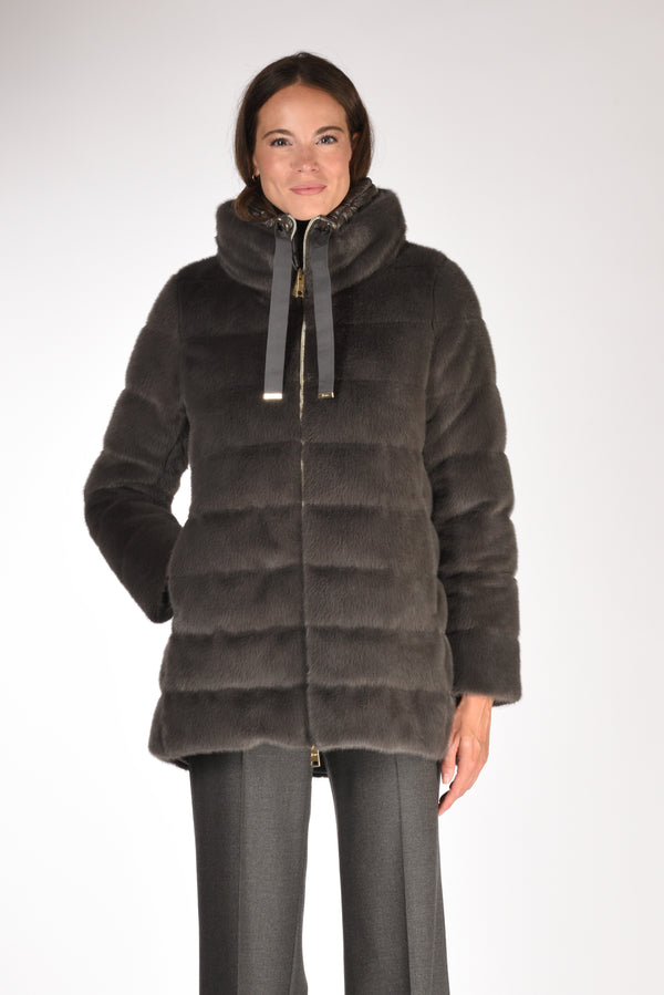 Herno Iumino Faux Fur Grigio Scuro Donna