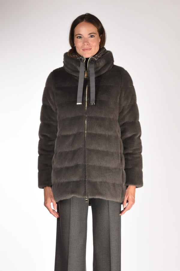 Herno Iumino Faux Fur Grigio Scuro Donna-2