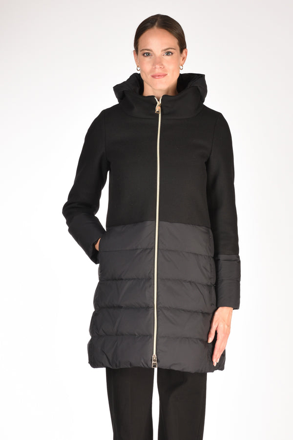 Herno Piumino Bitessuto Nero Donna