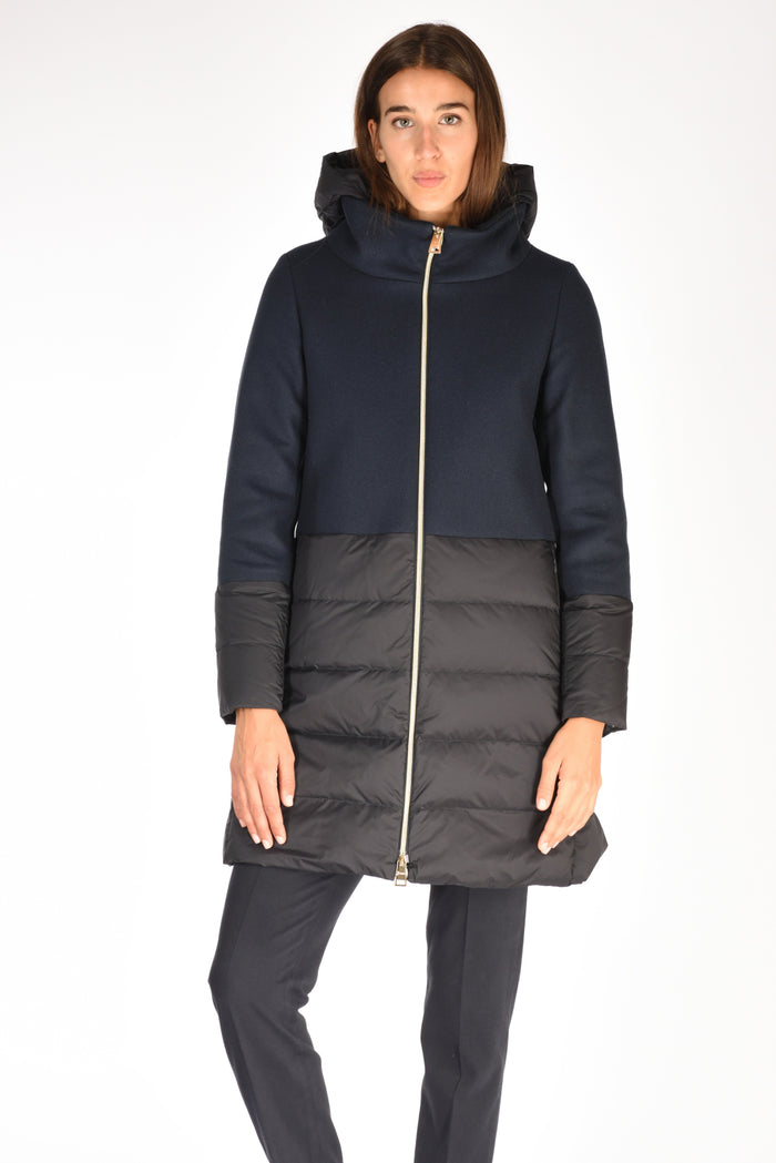 Herno Piumino Bitessuto Blu Donna - 1