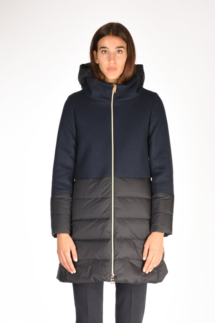 Herno Piumino Bitessuto Blu Donna - 2