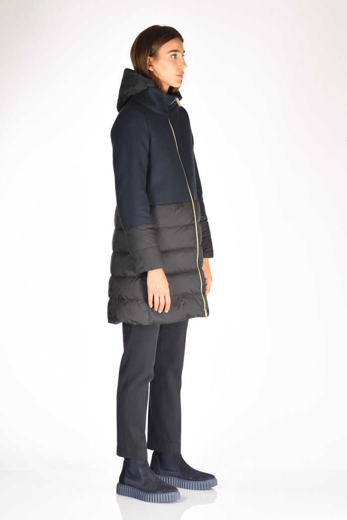 Herno Piumino Bitessuto Blu Donna - 4