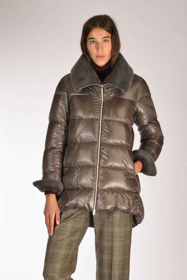 Herno Piumino Faux Fur Grigio Scuro Donna