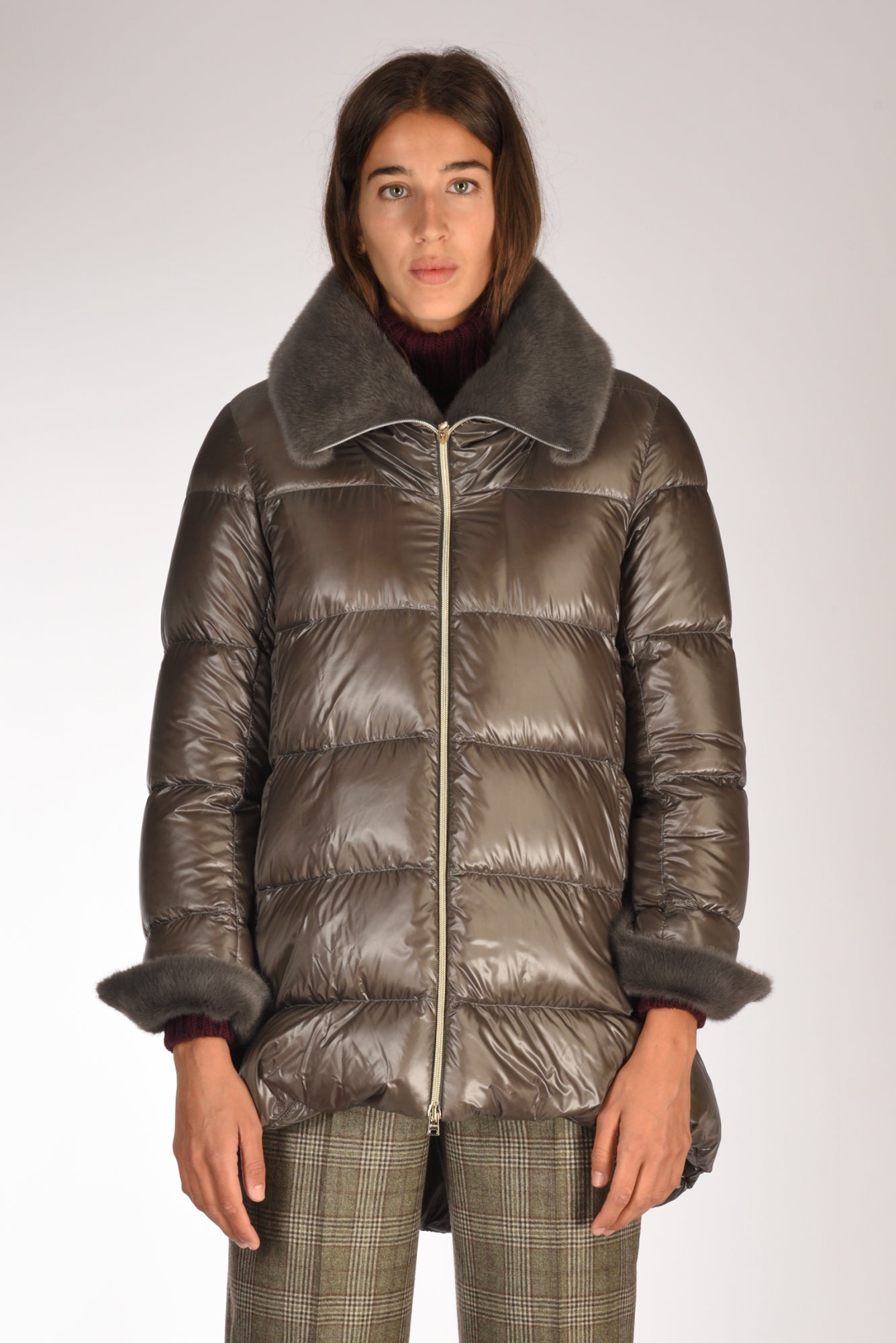 Herno Piumino Faux Fur Grigio Scuro Donna » Five Brescia