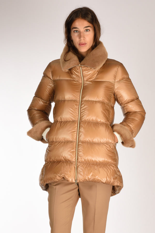 Herno Piumino Faux Fur Beige Cammello Donna