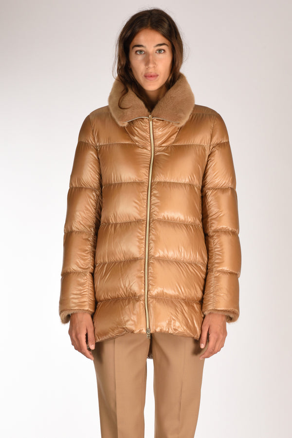 Herno Piumino Faux Fur Beige Cammello Donna-2