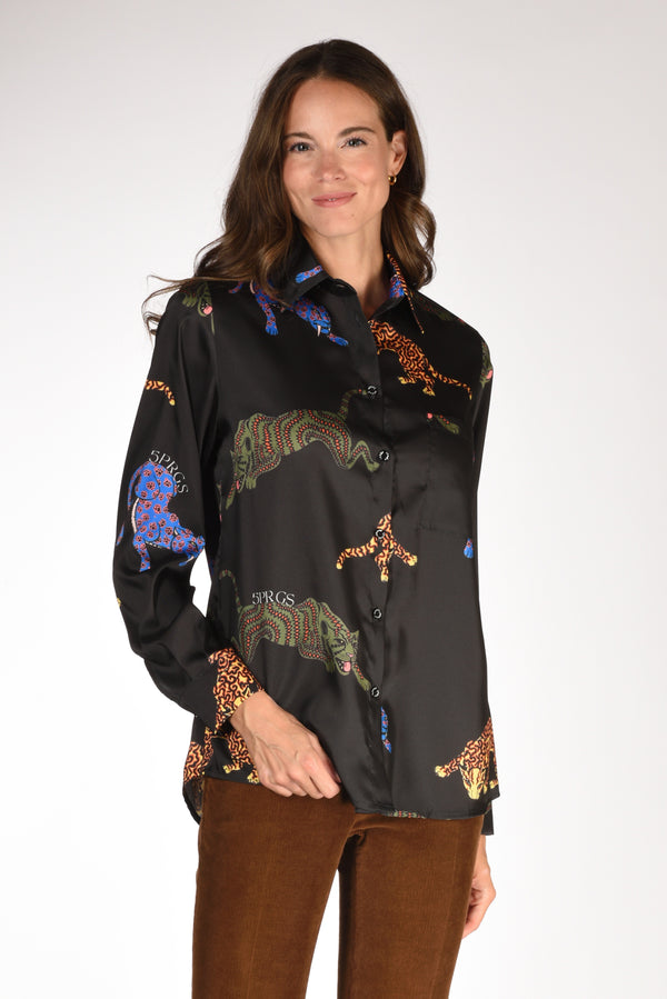 5 Progress Camicia Stampata Nero Donna