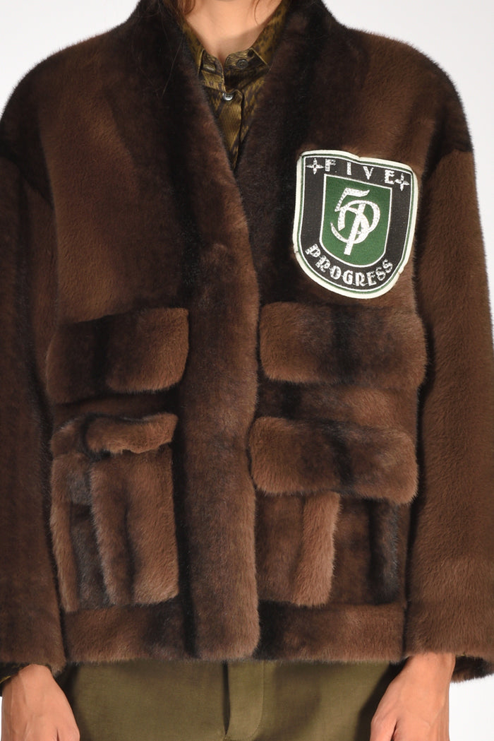 5 Progress Cappotto Ecofur Marrone Donna - 3