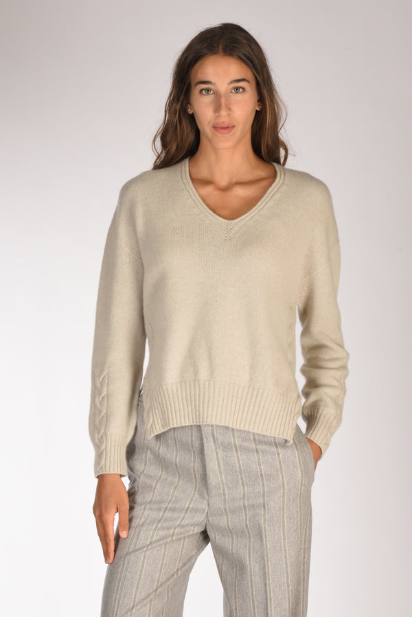 Drumohr Maglia V Beige Chiaro Donna