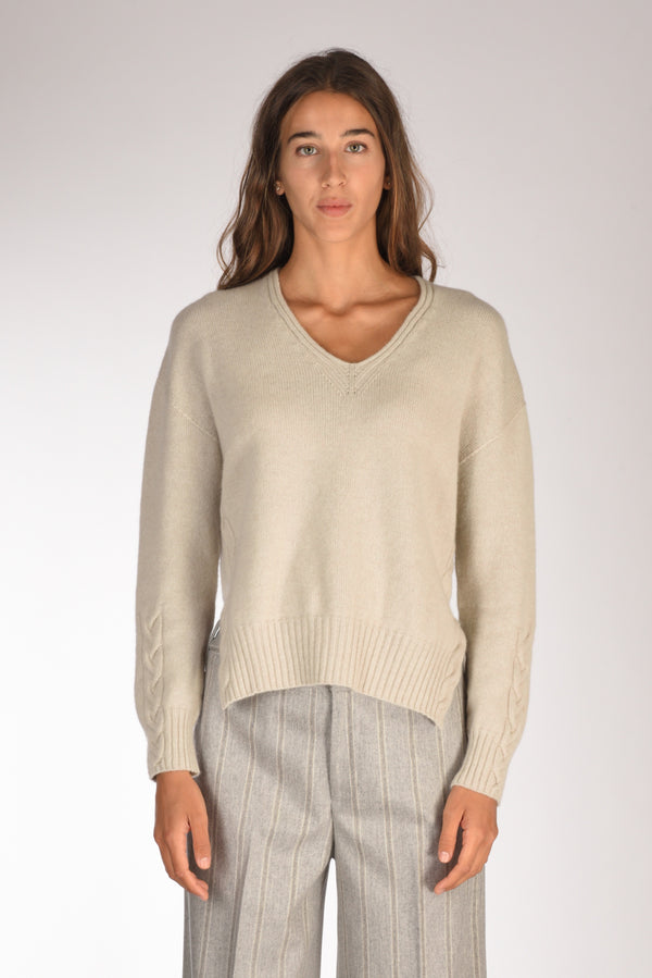 Drumohr Maglia V Beige Chiaro Donna-2