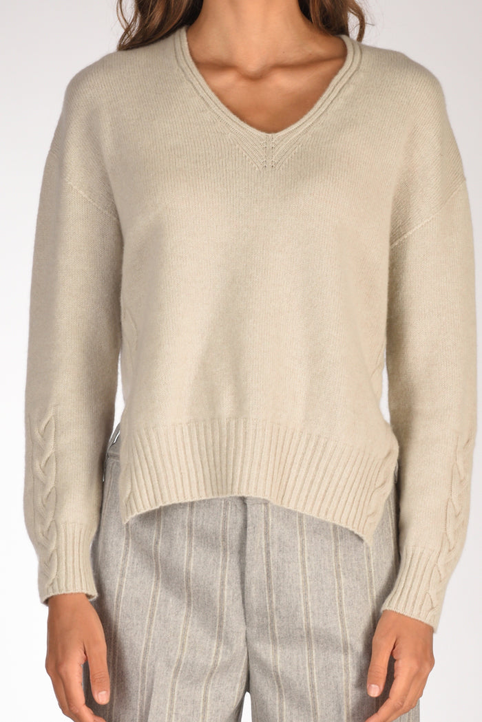 Drumohr Maglia V Beige Chiaro Donna - 3