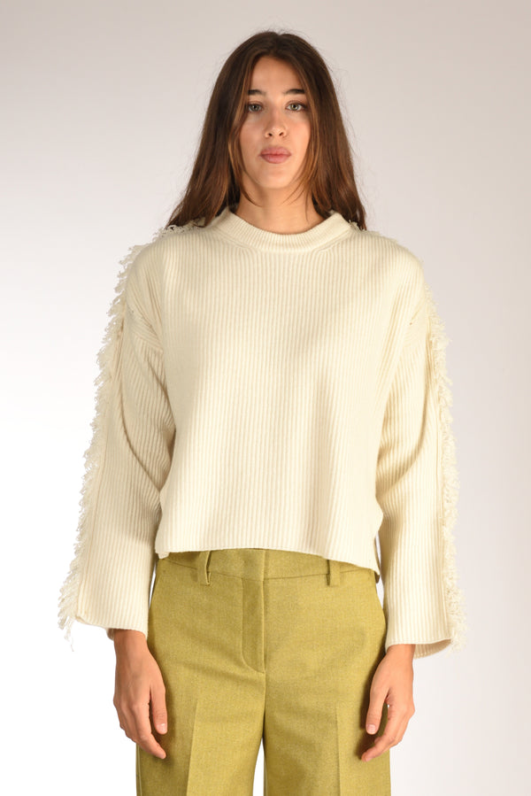 Drumohr Girocollo Frange Bianco Latte Donna-2