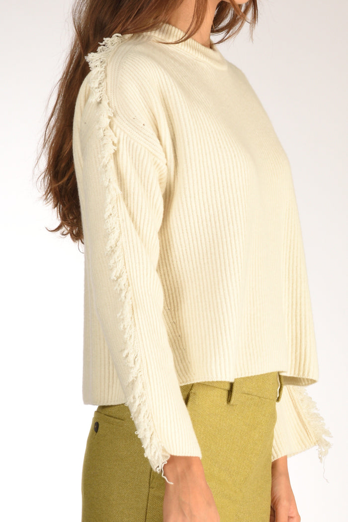 Drumohr Girocollo Frange Bianco Latte Donna - 3