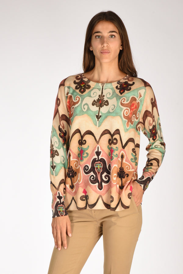 In Bed With You Maglia Stampata Beige/verde/rosa Donna