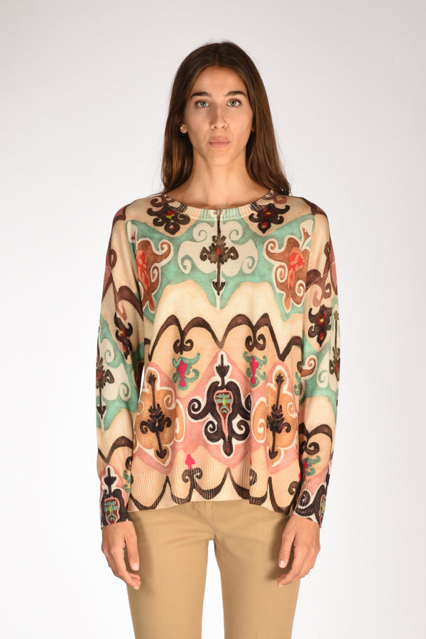 In Bed With You Maglia Stampata Beige/verde/rosa Donna-2