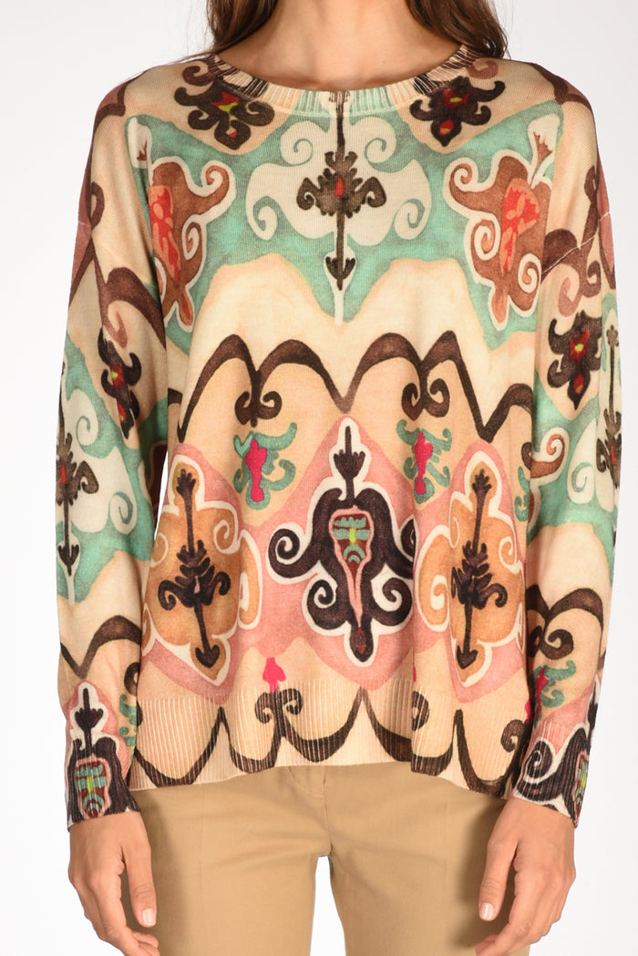 In Bed With You Maglia Stampata Beige/verde/rosa Donna - 3