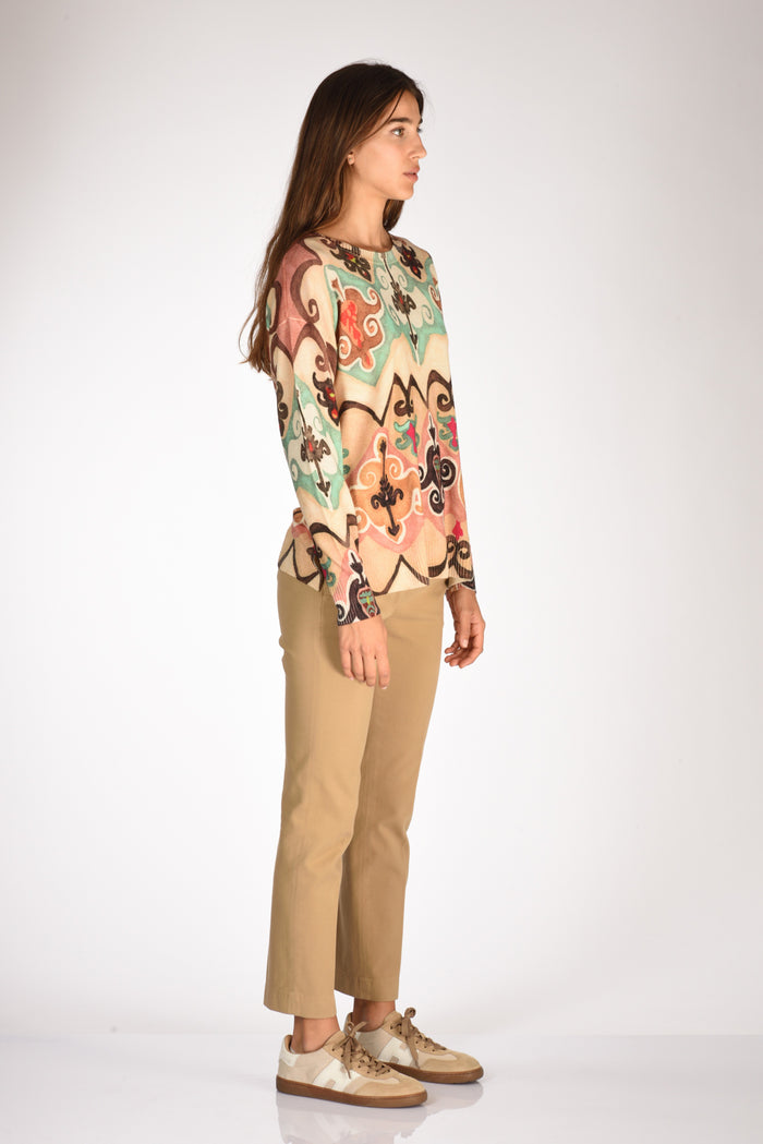 In Bed With You Maglia Stampata Beige/verde/rosa Donna - 4