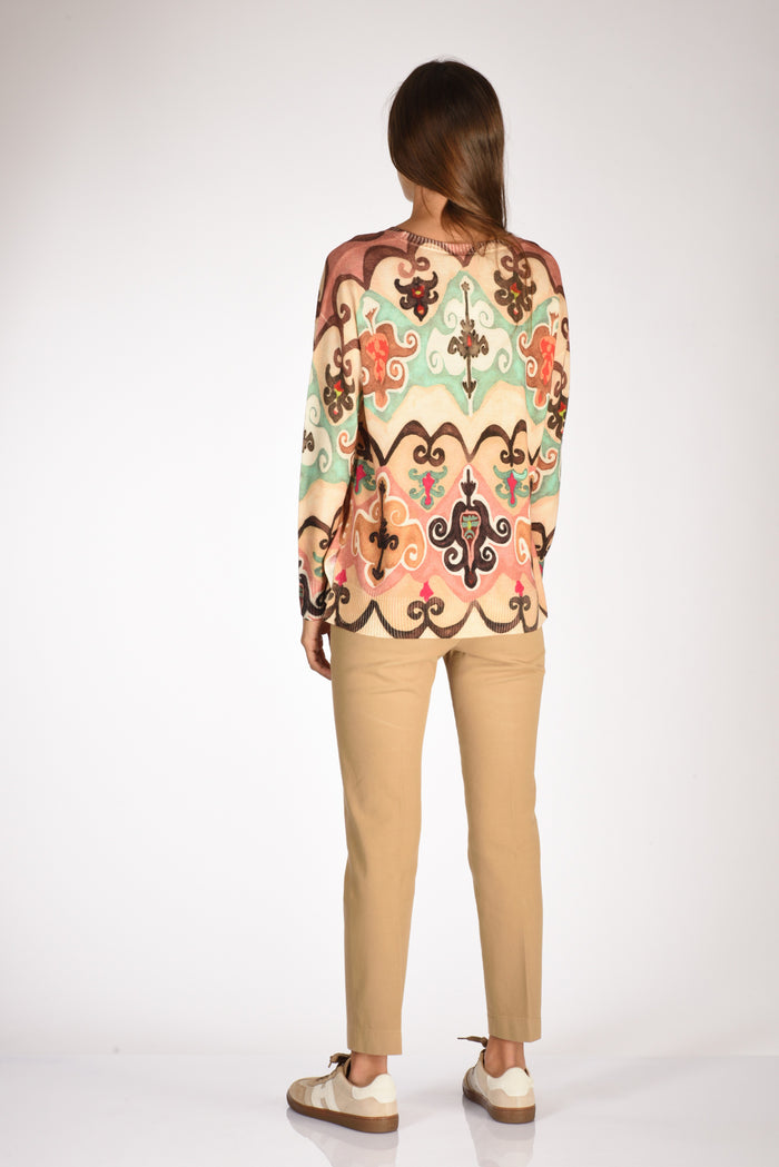 In Bed With You Maglia Stampata Beige/verde/rosa Donna - 5