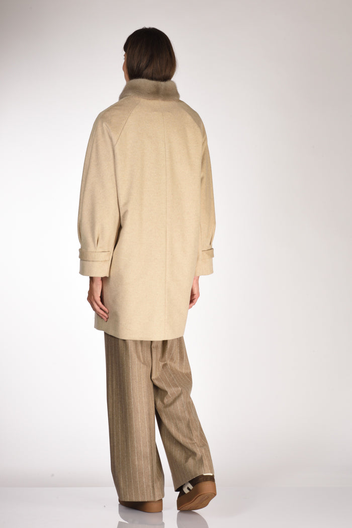 Mouche Cappotto Fur Beige Donna - 5